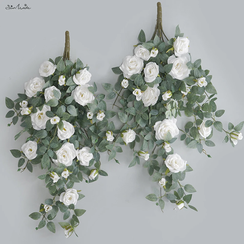 

SunMade Luxury Large Rose Rattan Silk Artificial Flowers Home Wedding Decore Wall Hanging Decor Vine Wreath Flores Artificales