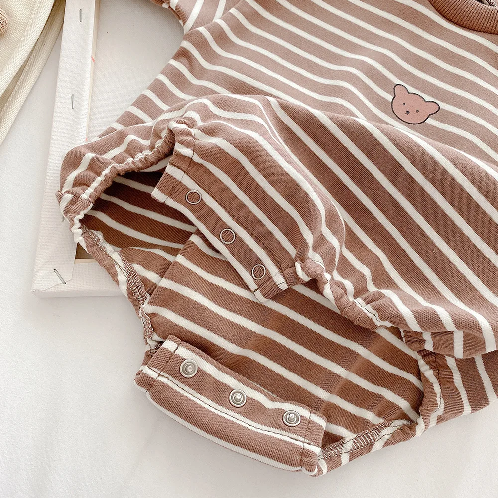 Infant Baby Girls Boys Spring Full Sleeve Striped Outwear Jumpsuits Toddler Newborn Kids Overalls Bodysuits Cotton Sunsuit 0-24M