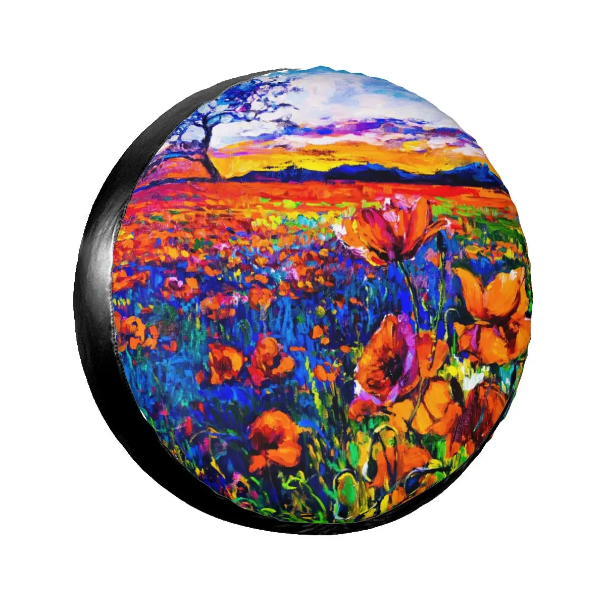 

Car Wheel Tyre Cover 13/14/15/16 Inch Poppy Field Oil Painting Spare Tire Cover Case Soft Protector Pouch Car Accessories