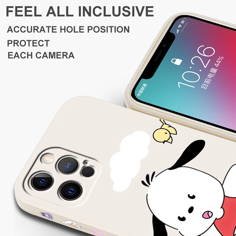 Sanrio мультфильм Pacha собака жидкая левая веревка для Apple iPhone 15 14 13 12 11 XS XR X 8 7 SE Pro Max Plus