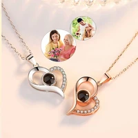 custom projection photo necklace with heart personalized any photo necklace memorial anniversary mothers day gift for women