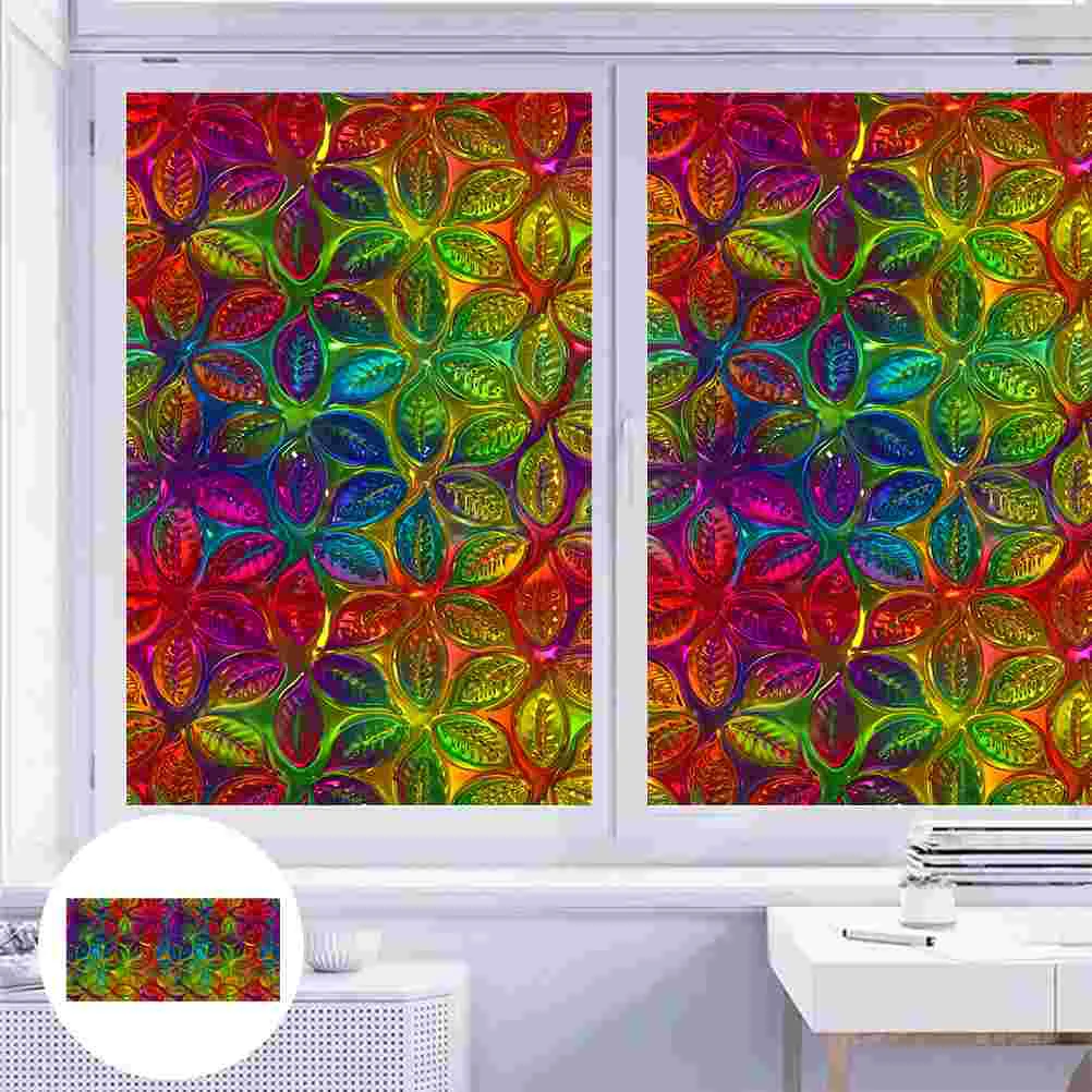 

Window Film Glass Sticker Privacy Static Cling Opaque Covering Frosted Decals Bathroom Rainbow 3D Protection Decorative Stained