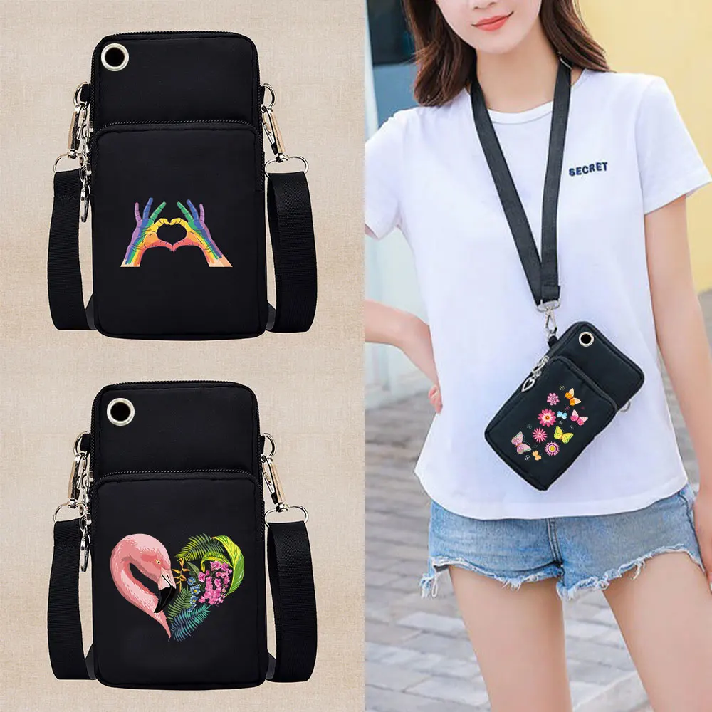 

Women Storage Mobile Phone Bag Unisex for Huawei/Xiaomi/Samsung Color Printing Female Organizer Sports Crossbody Shoulder Bags