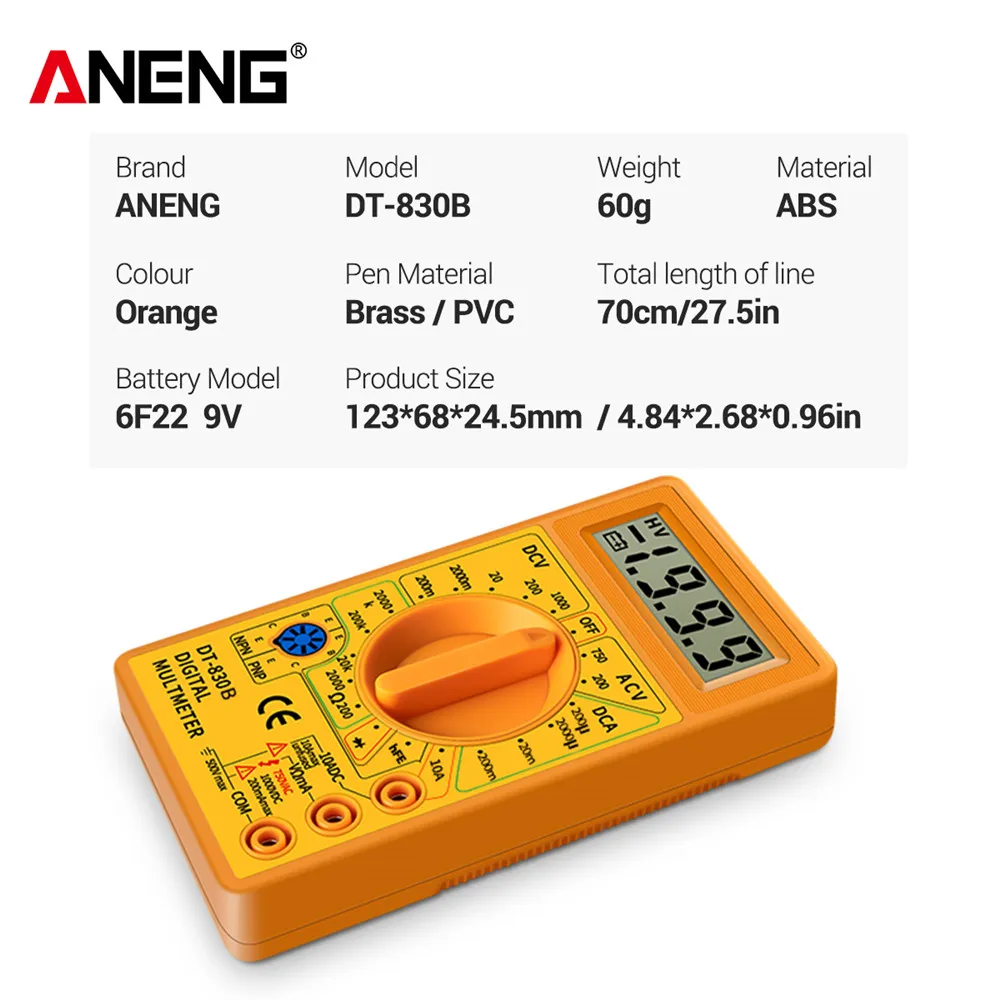 ANENG DT830B тестер мультиметр цифровой автоматический токовые клещи multimeter