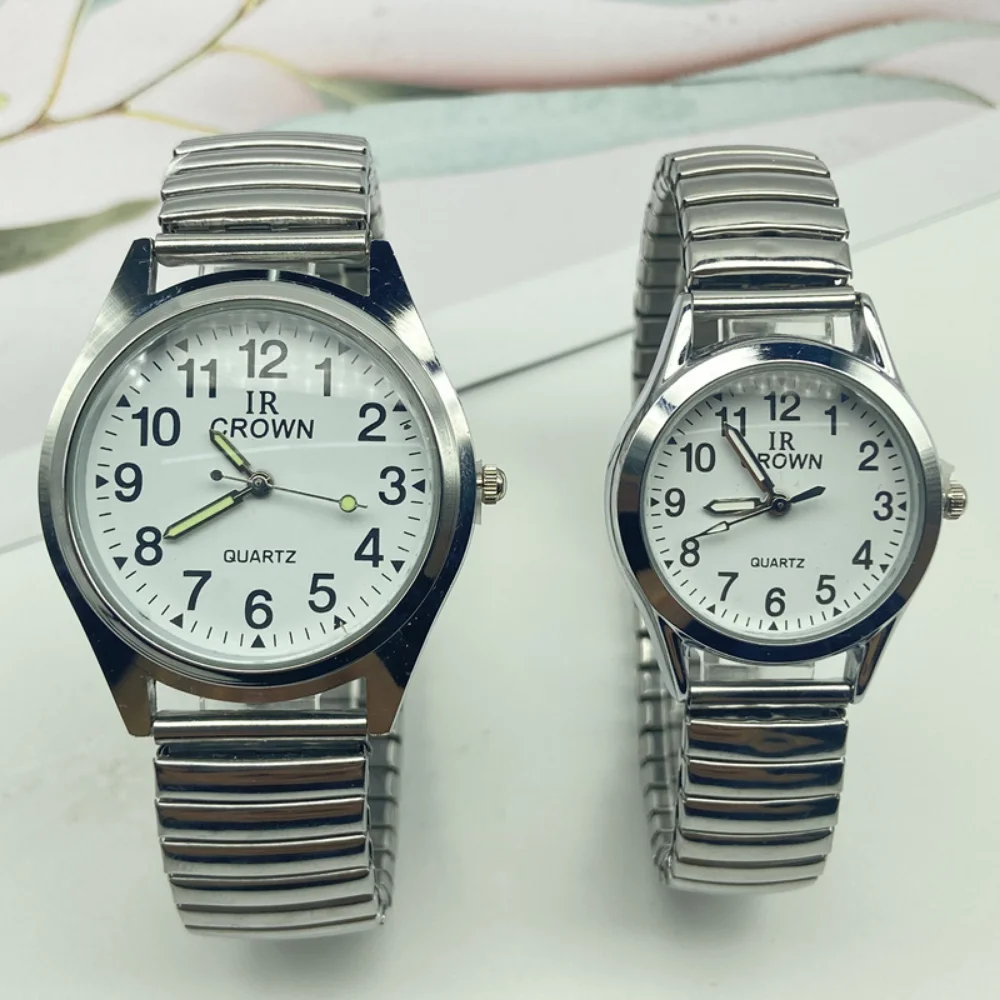 Life Waterproof Middle-aged and Elderly Quartz Watch Elastic Couple Watch Elastic Band Figures