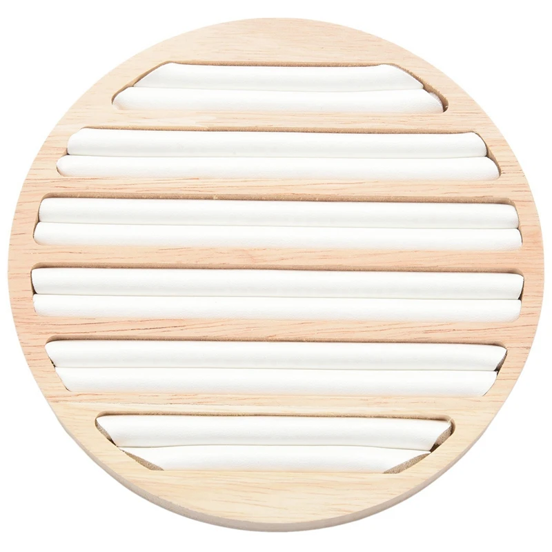 

1 Pc Rings Display Tray Wooden Round Ring Holder Showing Plate Jewelry Organizer Showcase for Shop White