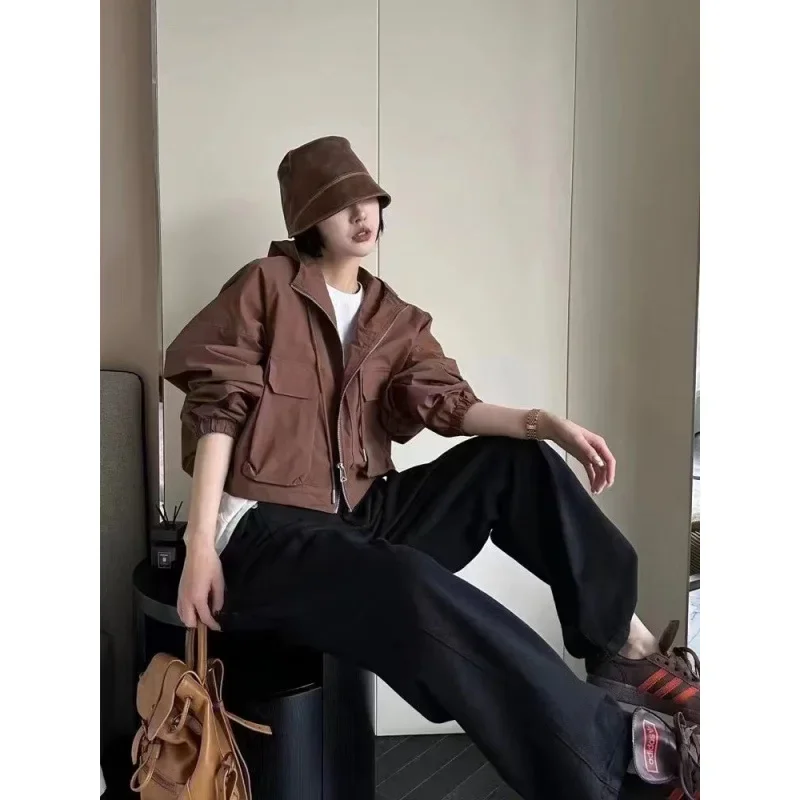 AutumnNiche Свободный крой Harajuku BF Куртка Топ с капюшоном и карманами Спецодежда