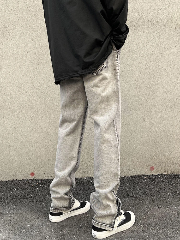 European and American Men's Four Seasons American High Street Zipper Trousers Jeans Ins Retro Trousers Streetwear Ins Hot Sale
