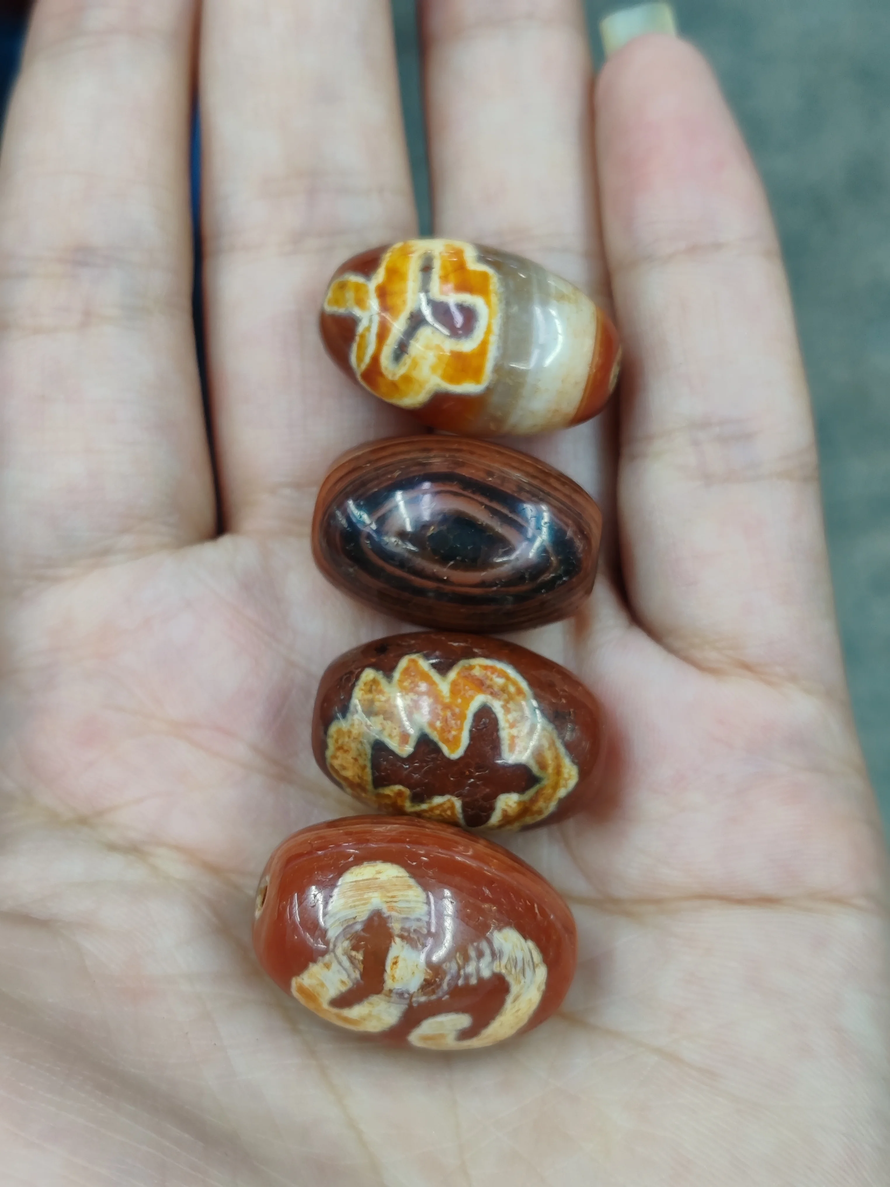 10 шт./лот натуральный Старый Агат шафран Овальный Dzi специальная редкость