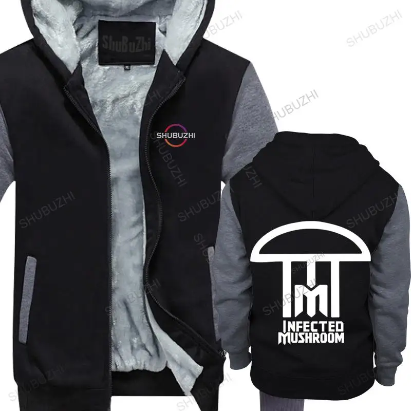 

warm coat men brand clothing fleece hoody Infected Mushroom Logo Men'S sweatshirts Black cotton fashion thick jacket hoodie