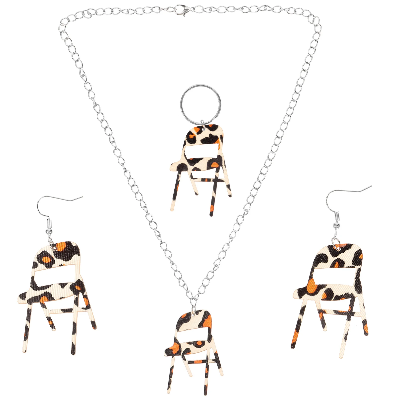 Леопардовый набор из предметов висячие серьги складной ключ для стула забавное