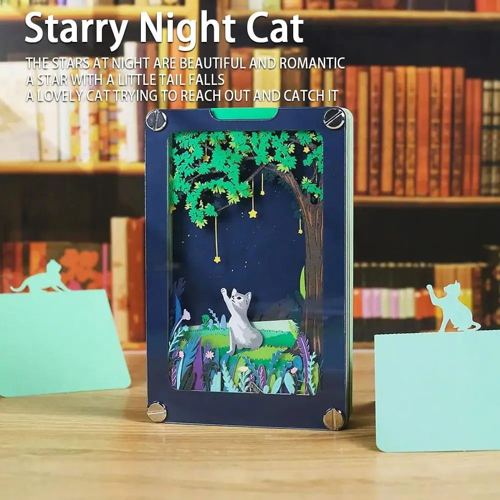 

Tabletop Paper Carving Pad Hand Account Sticky Notes Three-dimensional Note A The A Cat Table On Note 3D Under Stars Pape 3 Q2G7