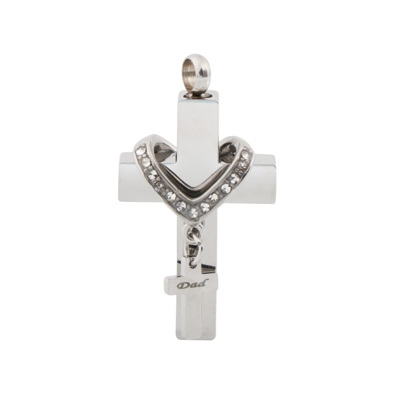 

Двухслойное ожерелье с крестом, ювелирные изделия из нержавеющей стали, фотоподвеска, пояс, держатель для урны, памятные ювелирные изделия