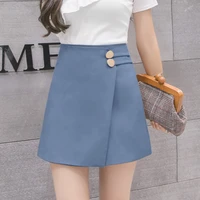 skirts women solid button simple summer chiffon lightweight office lady mini skirt all match slim korean style fashion irregular
