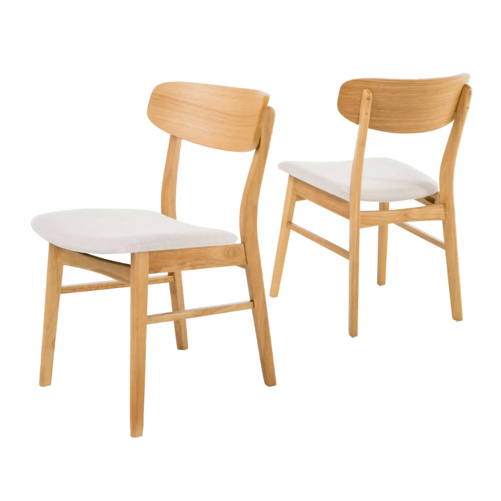

Noble House Harper Fabric Dining Chair, Set of 2, Light Beige, Natural Oak dining chair