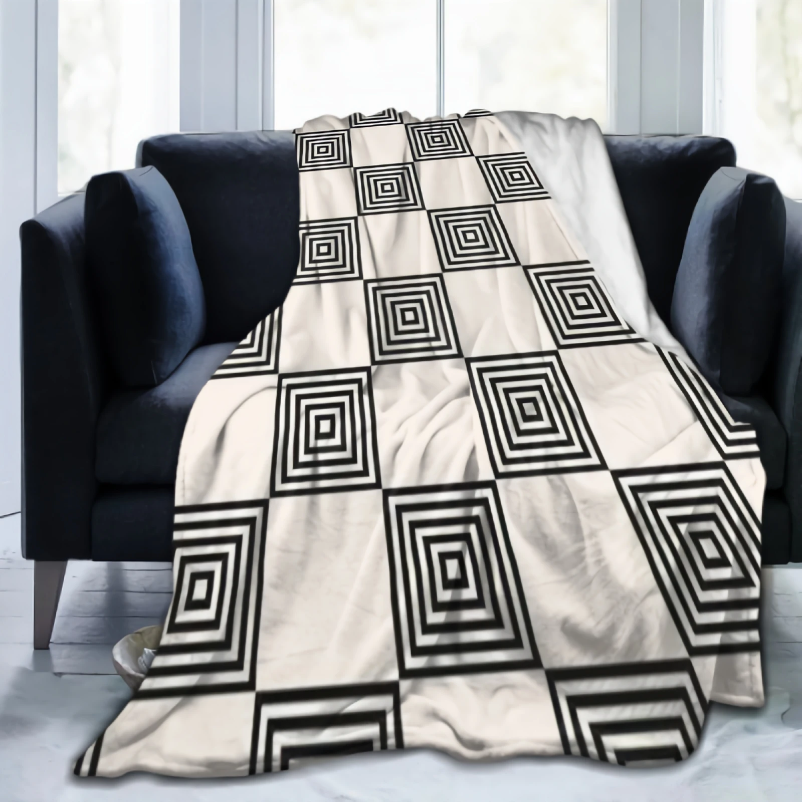 

black and white check plaid Plush Blanket Sherpa Fleece Blanket Fuzzy Throw Blankets Kids or Adults for Crib Bed Couch Chair