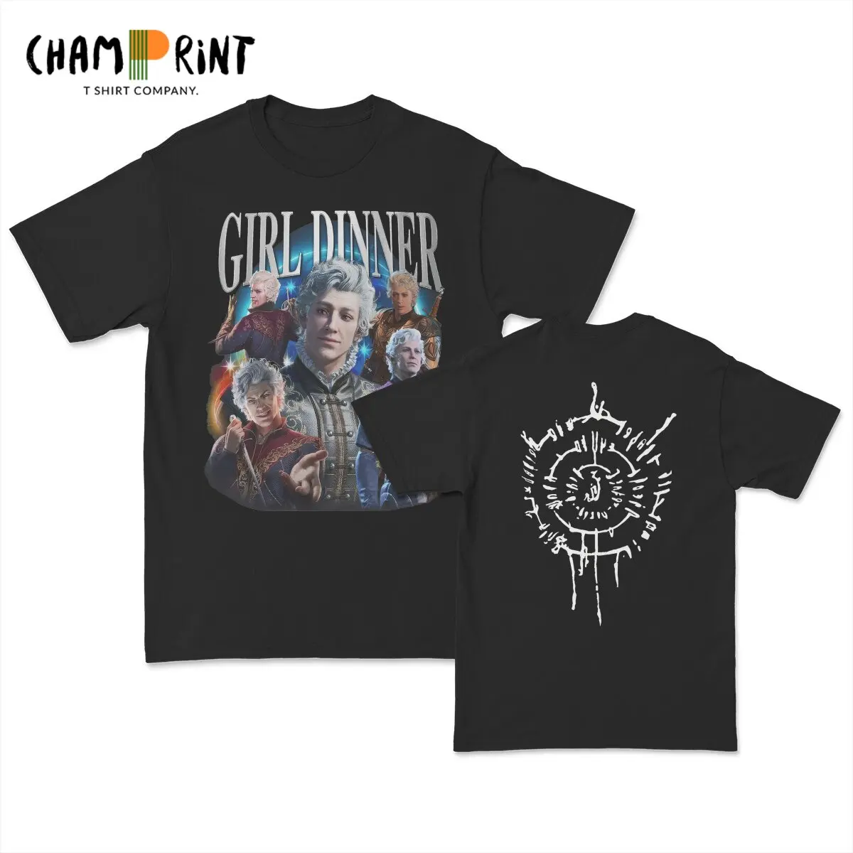 

Retro Astarion Girl Dinner Baldurs Gate Men's T Shirts Fashion Tee Shirt Short Sleeve Crewneck T-Shirts Cotton Birthday Tops