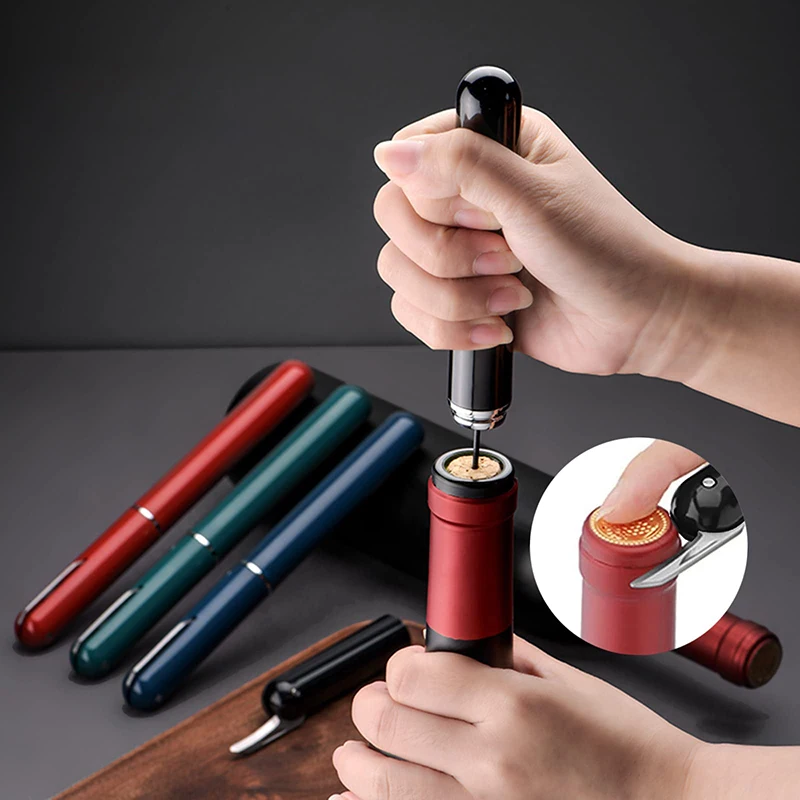 

Air Pump Wine Bottle Opener Bar Tool Portable Safe Explosion Proof Stainless Steel Pin Wine Corkscrew Openers with Foil Cutter