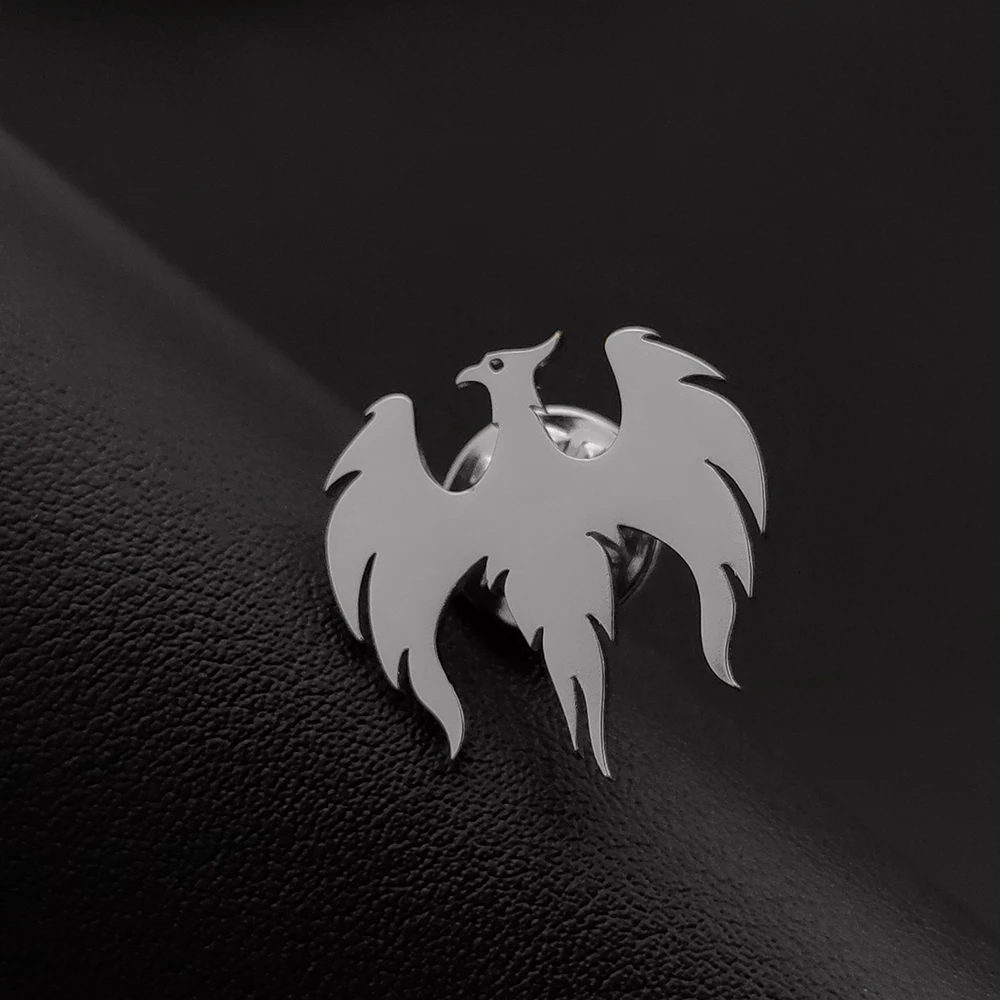 Мужская брошь из нержавеющей стали с логотипом татуировки Феникс значок на