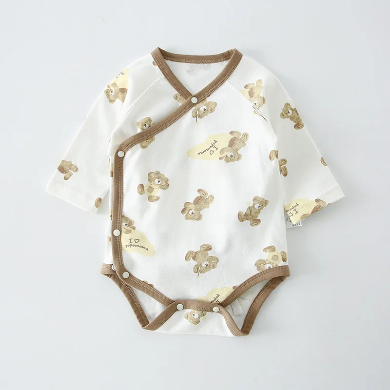 

2022 New Autumn Newborn Cotton Long Sleeve Bodysuit Cute Bear Print Baby Comfortable Jumpsuit Soft Newborn Toddler Clothes