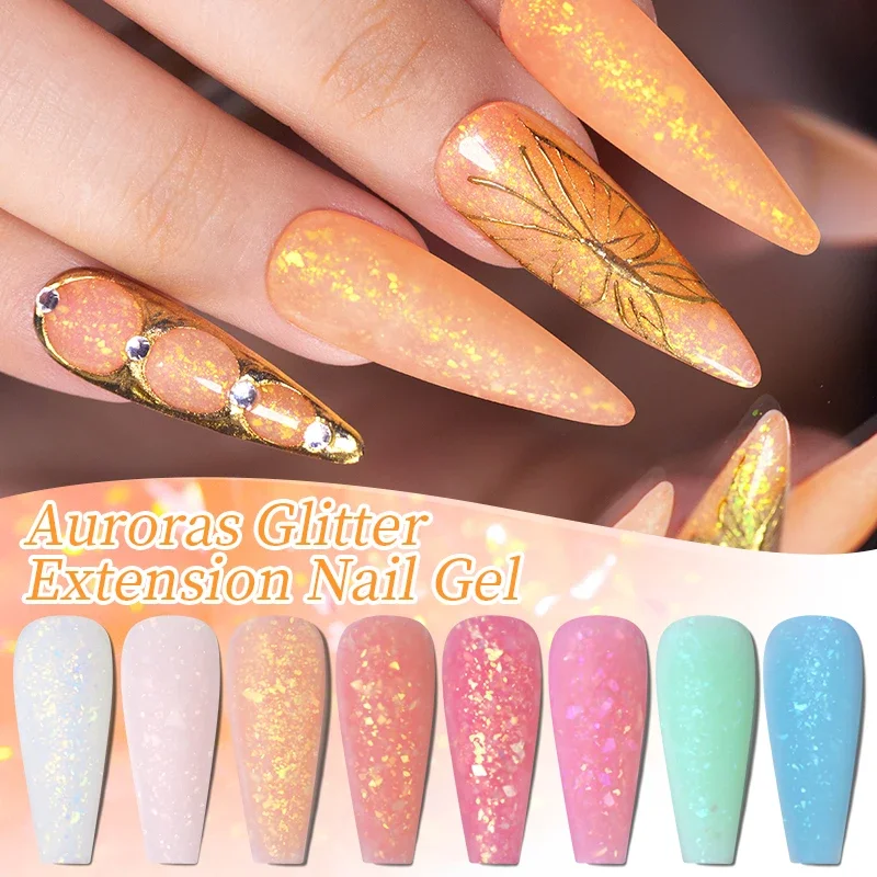 BOZLIN 15 мл Аврора блеск удлинение ногтей Гель-лак Сияющий мерцающий