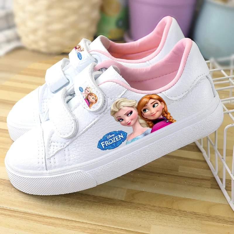 

Disney Children's Shoes Low-cut Pu Sneakers Student Korean Frozen Elsa Single Shoes Female Princess Baby Shoes