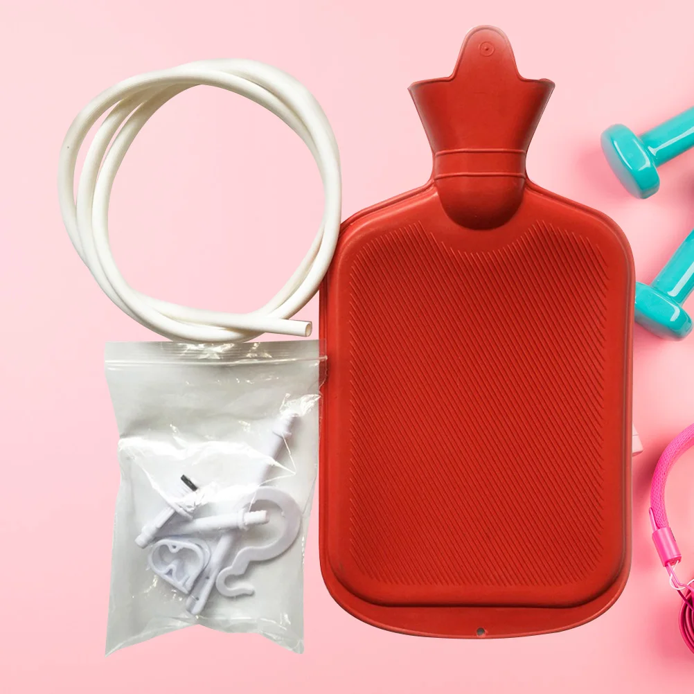 

2000ml Reusable Enema Bag Kit Rubber Hot Water Bag for Water (Red)