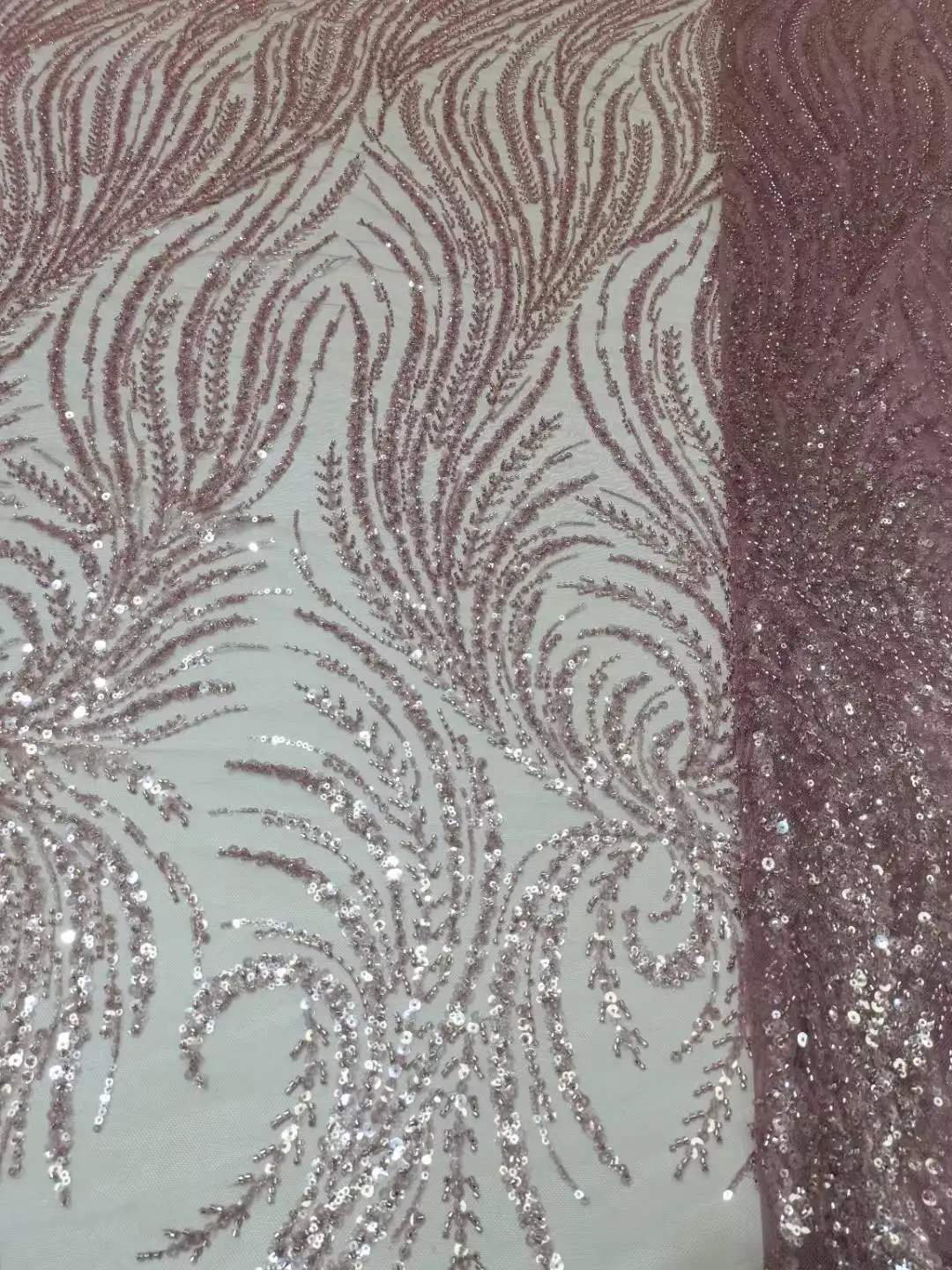 

Madison 2022 Latest Handmade Beaded Net Lace Fabric High Quality Red African French Tulle Lace Fabric Sequins Bridal Material