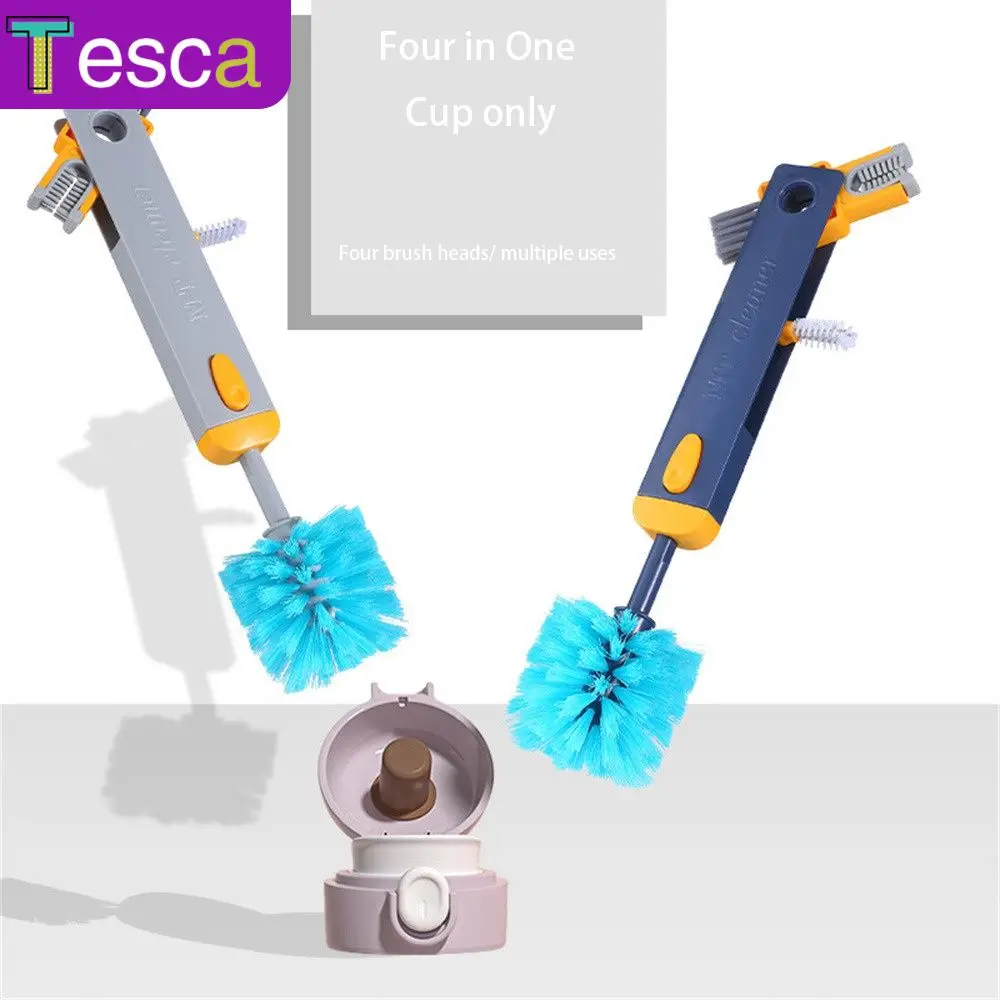 

30*6.5cm High Quality Cup Brush Four-in-one Thermos Cup Lid Brush Telescopic Rod Creative Gap Brush Cleaning Tools Gray/blue