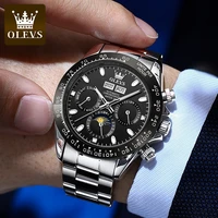 olevs multifunctional waterproof men wristwatches automatic mechanical stainless steel strap fashion watches for men luminous