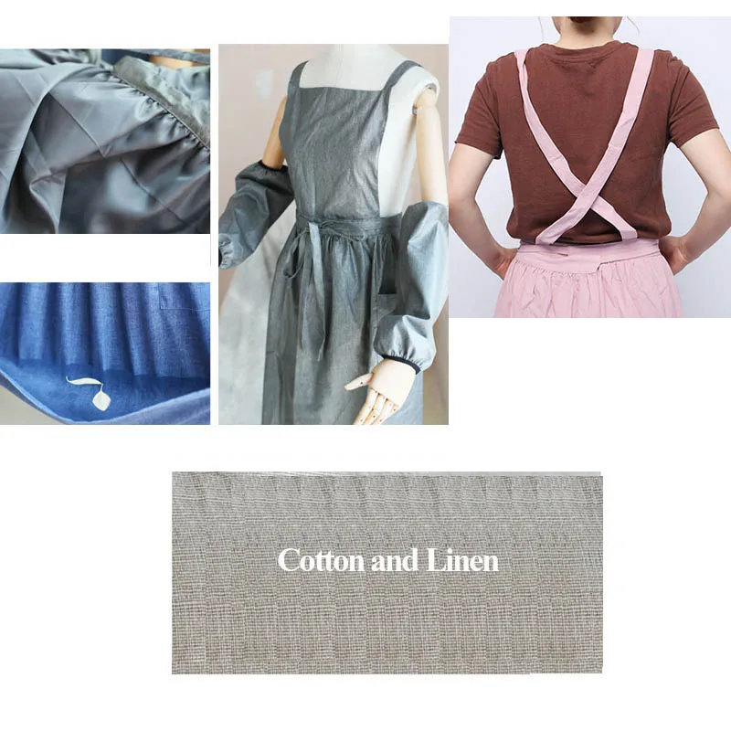 Женский Кухонный Фартук рыбий хвост хлопковый Льняной с карманами нагрудник