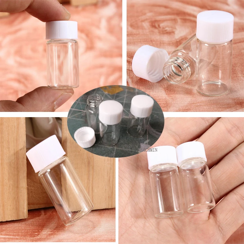 

10Pcs 3ml White Mini Bottles Glass Vials Sample Clear Screw Cap Stash Jar Potion or Perfume Stash Jar Sample