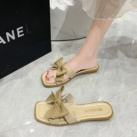 2022 new fashion ladies slippers casual sandals women cute bows luxury outdoor flat women slippers new outside flat with