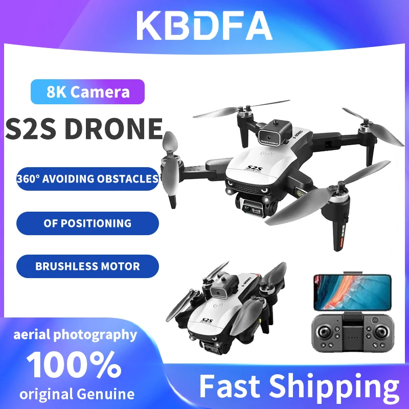 

Дрон KBDFA S2S с двойной камерой 4K HD, Квадрокоптер с бесщеточным Мотором для обхода препятствий, Радиоуправляемый вертолет, профессиональный складной игрушечный,квадрокоптер с камерой,игрушки для детей,мини дрон
