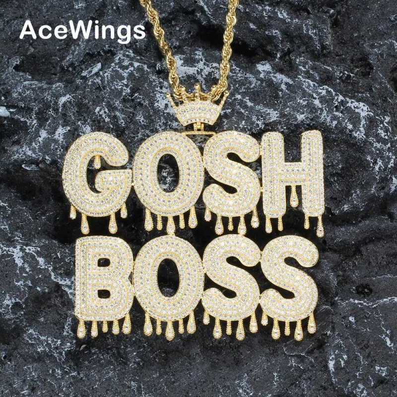 

Cp08 Crown Water Drop Letter Symbol Stitching Combination Necklace Hip Hop Ear Accessories Full Zirconium DIY Birthday Gift