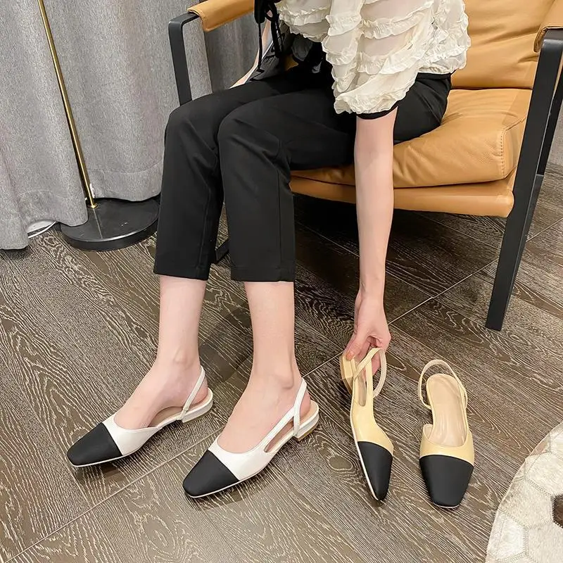 

2022 New Color Matching Women's Brand Designer High Heels Work Shoes Shallow Cutout Shoes Women's Top Fashion Luxury Sandals