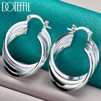 doteffil 925 sterling silver four coils circle hoop earring for woman fashion party wedding engagement party jewelry