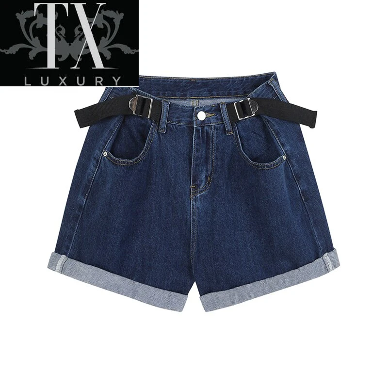 

Streetwear High Waist Y2k Denim Women Summer Korean Casual Loose Design Blue Vintage Wide Leg Jean Shorts Female