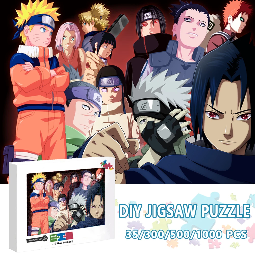 

Japanese Anime Cartoon 1000 Pieces Jigsaw Puzzles Naruto Sasuke Kakashi Puzzle Wood Decompress Educational Family Games Toy Gift