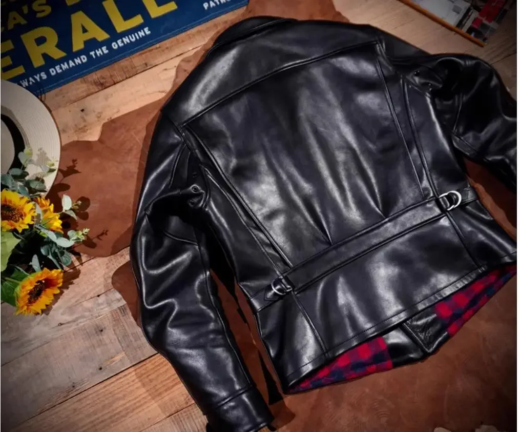 LNY Shop Top. Мужская черная кожаная куртка в стиле ретро без покрытия. одежда для