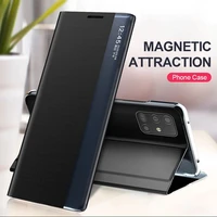 smart magnetic leather stand flip case for samsung galaxy s22 ultra s20 s21 fe s10 plus note 20 10 9 8 a53 a52 a72 phone cover