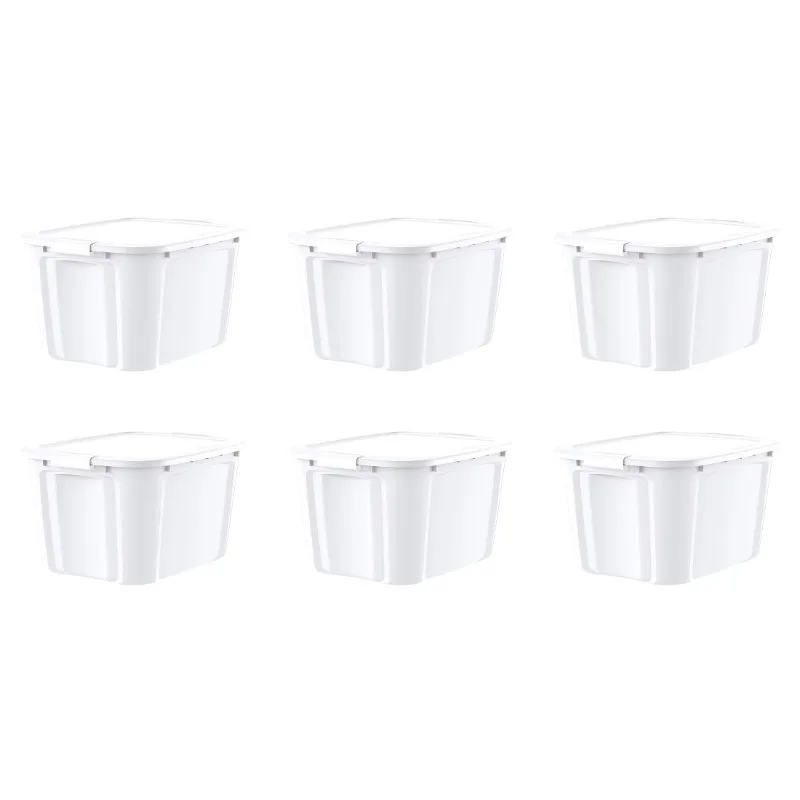 

Bella Storage 20 Gallon White Plastic Latching Lid Tote Set of 6