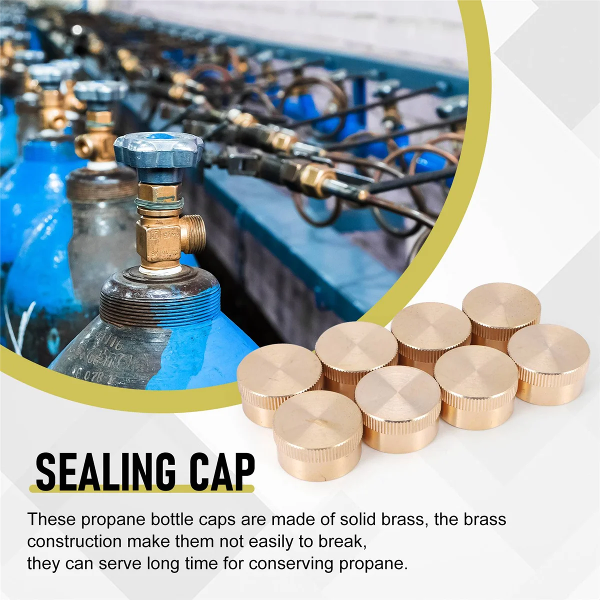 8 шт. твердые латунные крышки для бутылок с пропаном подходят всех цилиндров