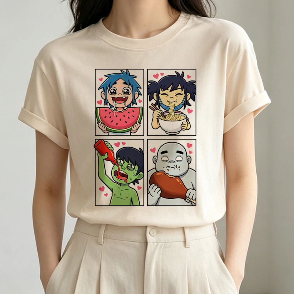 Фото Футболки Gorillaz для женщин: милые, эстетичные, в стиле Харадзюку, для вечеринок, с мемами, распродажа, дешево, эмо-стиль №2