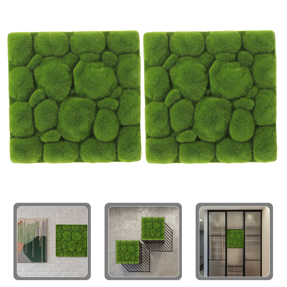 

2 Pcs Foam Flocking Simulation Moss Green Background Wall Garden Decor Fake Grass Fairy Ornament Turf Mat Artificial