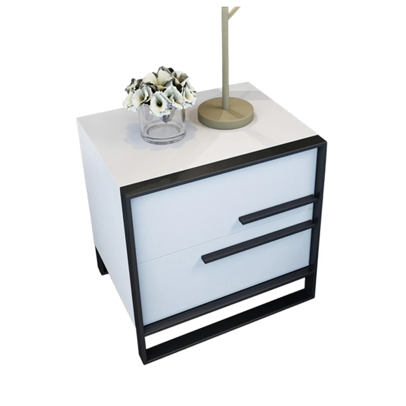 

Light Luxury Bedside Table Simple Post-Modern Bedroom Intelligent White Paint Bedside Table