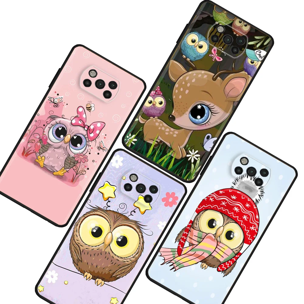 

Case For Xiaomi Mi Poco X3 NFC X4 Pro Protective Back Shell M5s M5 M3 M4 F4 C40 F1 F3 GT TPU Phone Cover Vector Cartoon Owl