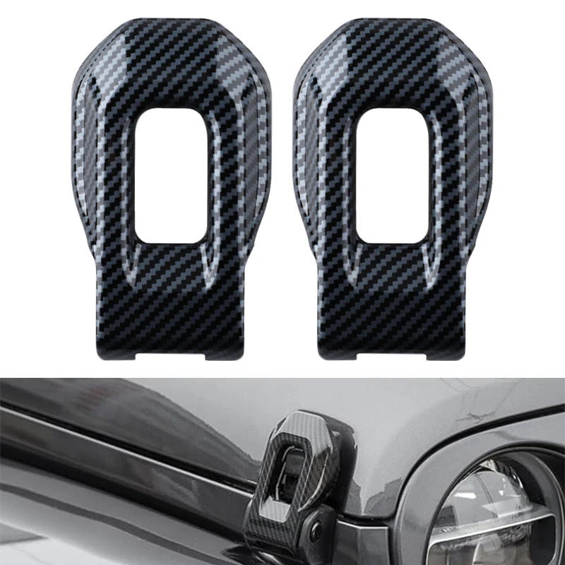 

Для Jeep Wrangler JL JLU Gladiator JT 2018-2023 ABS автомобильный двигатель, замок капота, защелки, пряжка, штифты, декоративная крышка, вид из углеродного волокна