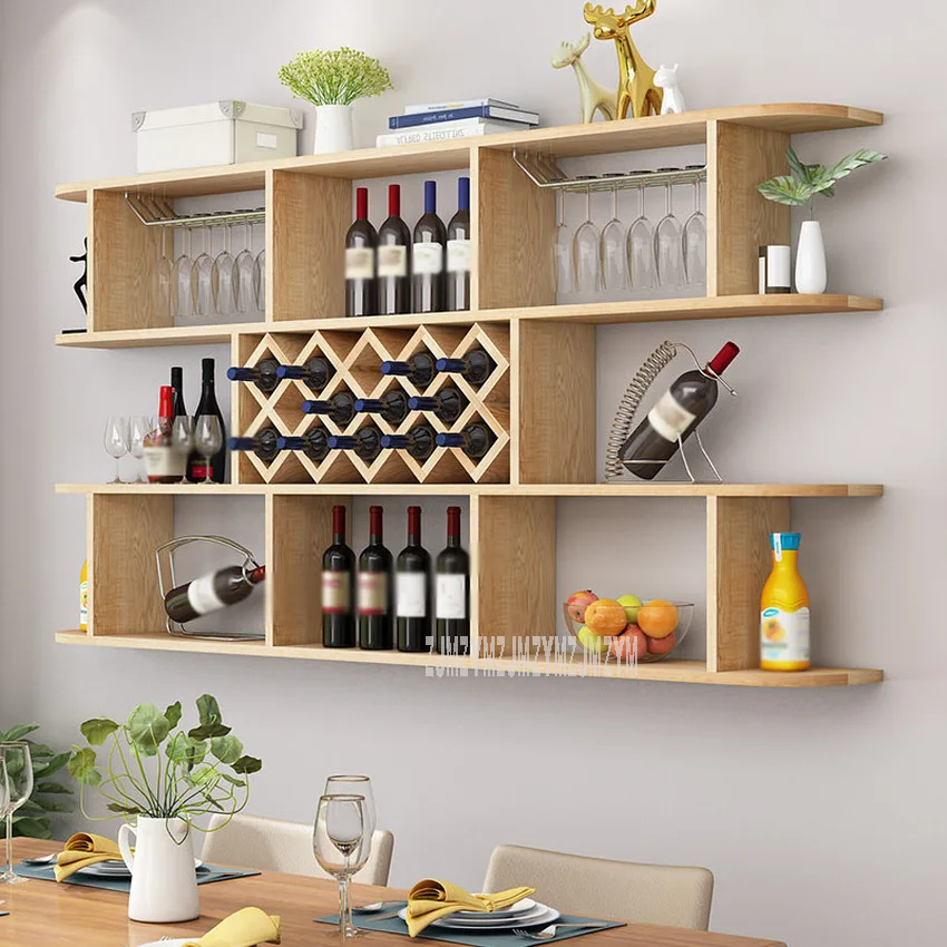 Настенная полка для винных бутылок длиной 180 см в стиле ретро современного многоуровневого органайзера из дерева для гроздей винограда.