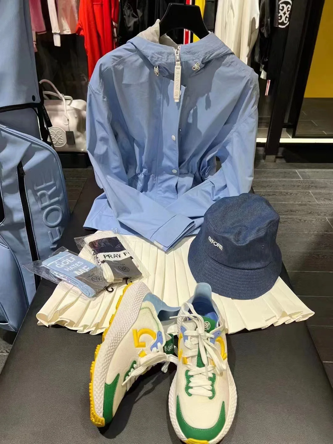 Women's Golf Shirts Long Design Windbreaker Fashion Windproof Coat buleGolf Top Pullover Round Neck Slim Waist Windbreaker